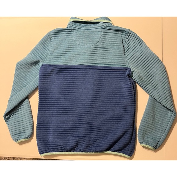 LL Bean Women Airlight Knit Pullover Sweatshirt Blue Colorblock Quarter Snap S - Picture 2 of 5